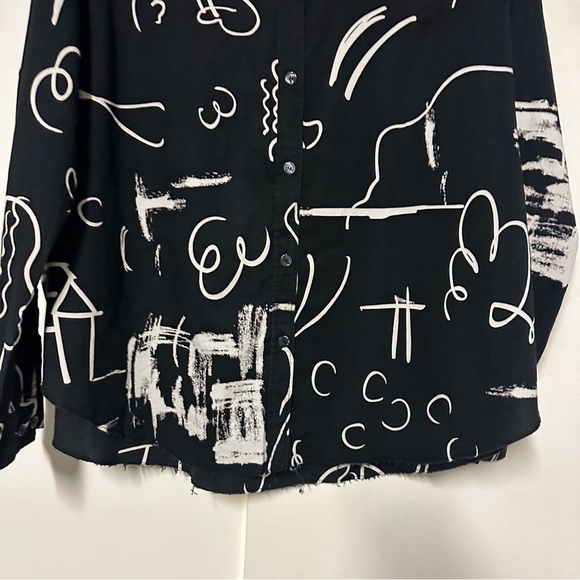 Acne Studios Shining Chalk Print Long Sleeved Blouse Size 36 - Picture 5 of 8